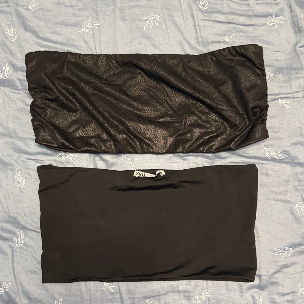 Zara Black Crop Tops Set